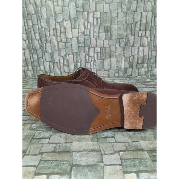 JOHNSTON MURPHY EDGERTON PLAIN TOE MENsz 10 M MAHOGANY LEATHER Oxford Derby - Picture 8 of 12